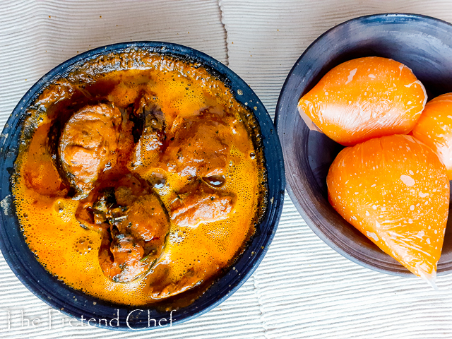 Starch served with Banga Soup