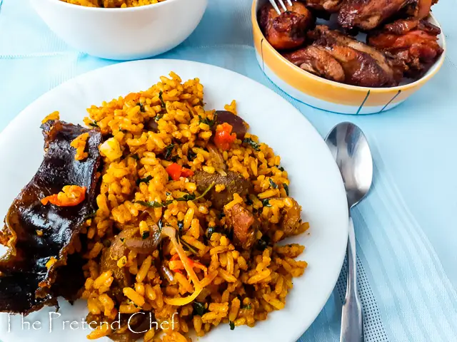 Tender, flavourful Banga Jollof Rice.