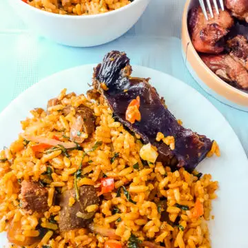 Tender, flavourful no-fail Banga Jollof Rice. Very easy to prepare.