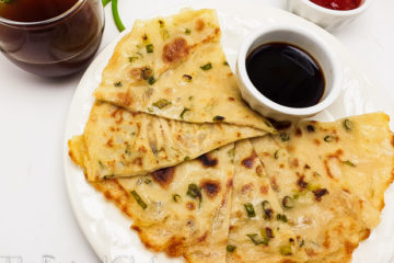 Chewy with crispy edges Spring onions pancake. Quick and easy