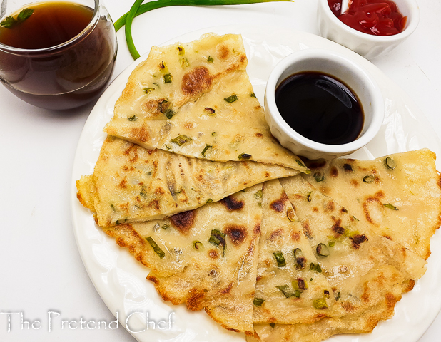 Chewy with crispy edges Spring onions pancake. Quick and easy