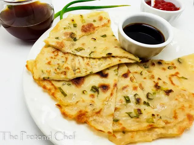 Chewy with crispy edges Spring onions pancake. Quick and easy 
