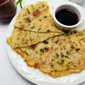 Chewy with crispy edges Spring onions pancake. Quick and easy