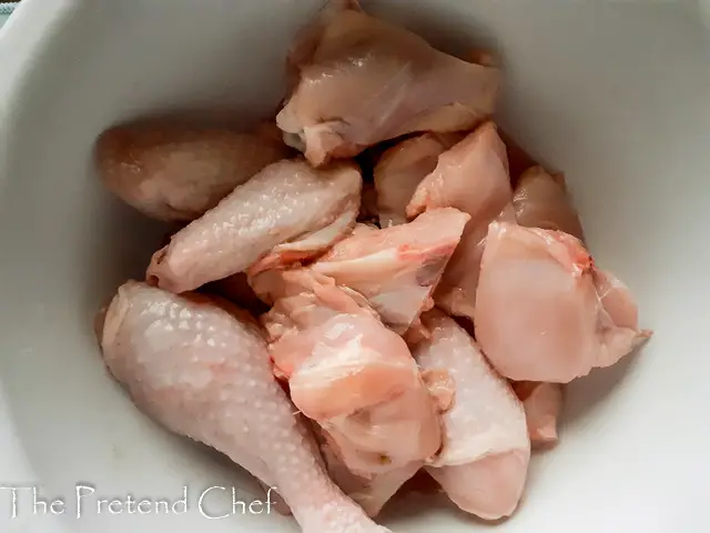 washed and clean chicken parts