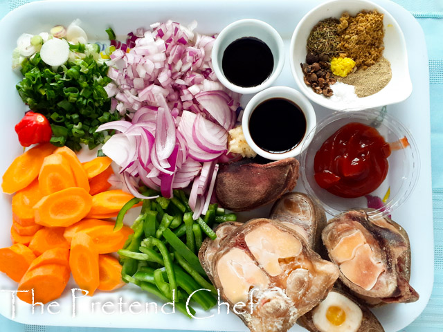 Ingredients for Jamaican Cowfoot soup