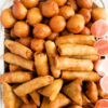 Nigerian party appetizers (small chops) in a tray