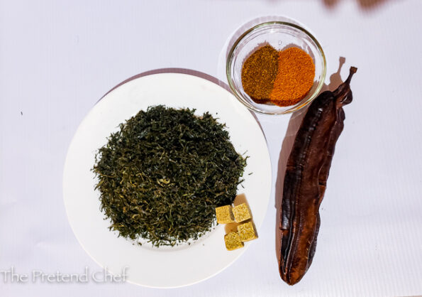 Ingredients for Atama soup in a tray