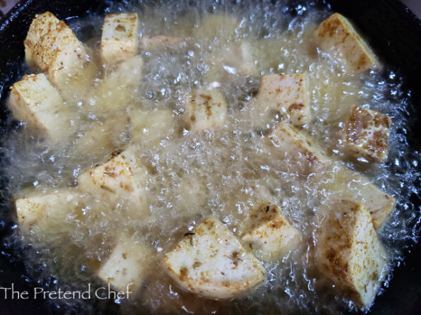 Awara frying in hot oil