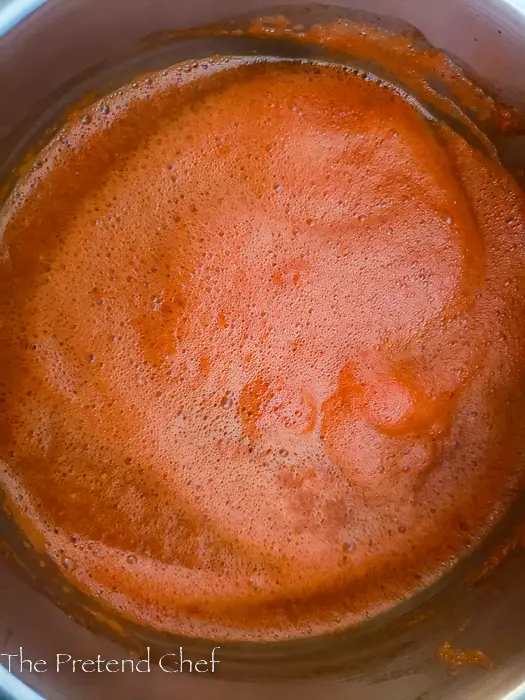 Pepper mix boiling down in a pot