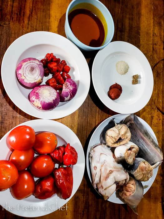 Ingredients for Nigerian catfish stew