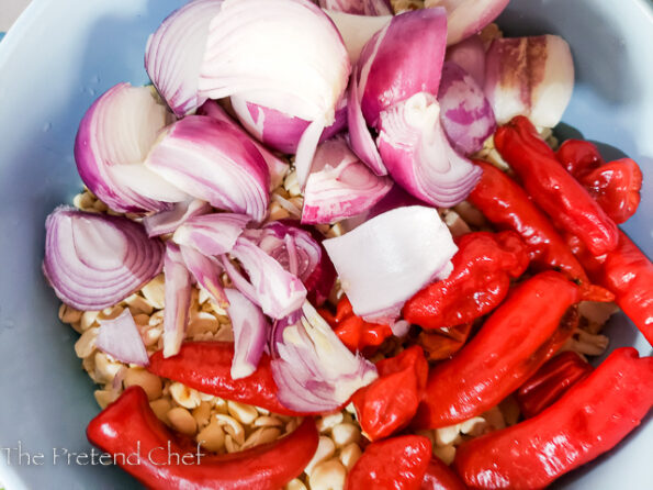 ingredients for moi moi in a bowl