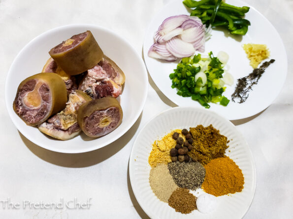 Ingredients for Jamaican Oxtail Curry