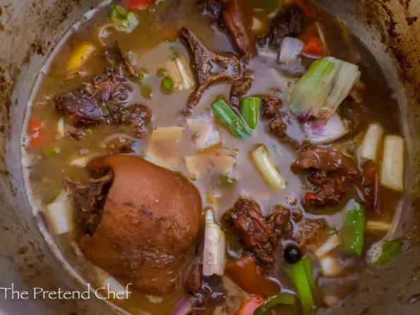Jamaican Oxtail Stew in a pot