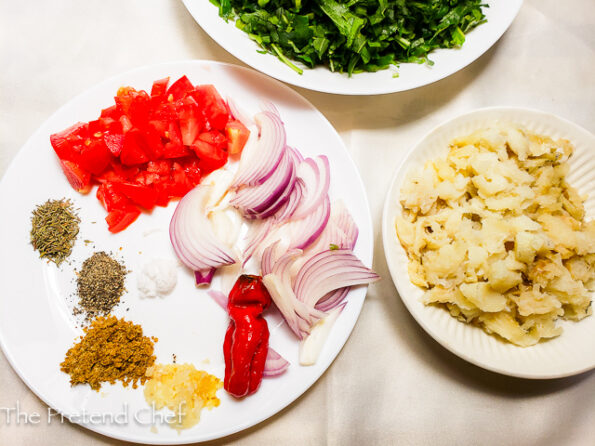 callaloo and saltfish ingredients