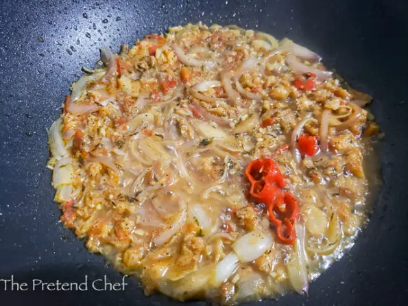 Shredded Saltfish in a pan