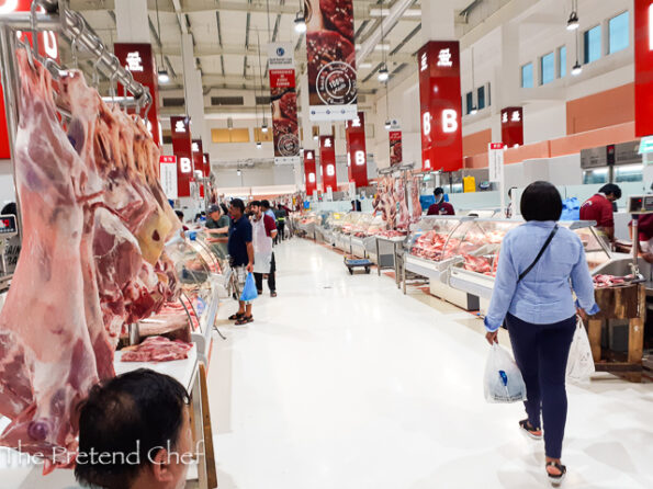 meat on display at the waterfront market dubai